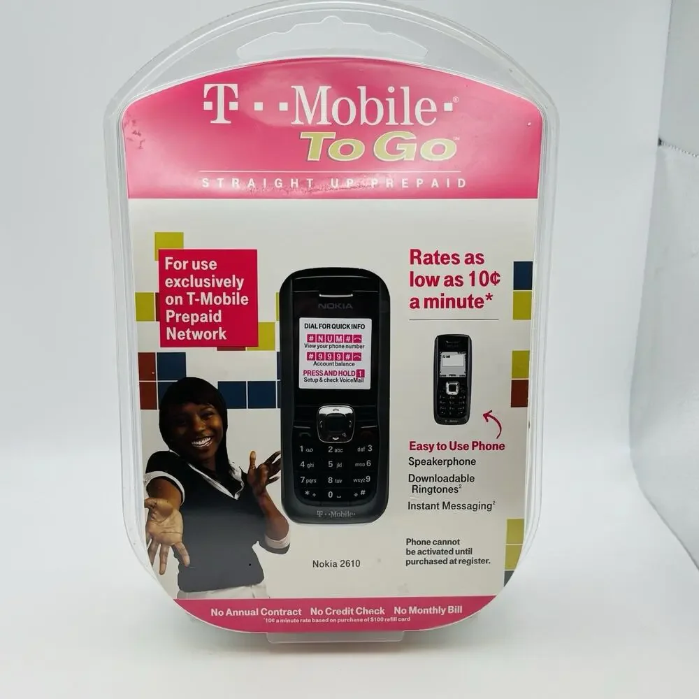 T-Mobile To Go Mobile Nokia 2610 Vintage Prepaid Phone / Brand New Sealed.